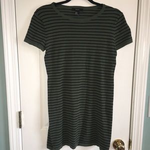 Olive Green Striped T-shirt Dress